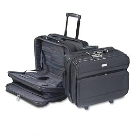 SOLO U.S. Luggage Rolling Notebook Computer/Printer Case, Nylon, 15-3/4w x 9d x 15h, Black