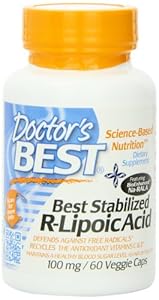 Doctor's Best Best Stabilized R-Lipoic Acid Featuring Bioenhanced Na-RALA (100 mg), Vegetable Capsules, 60-Count
