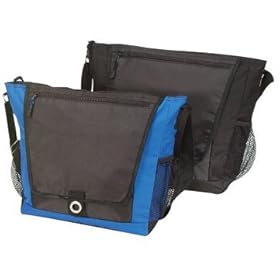  Simple Zipper Top Messenger Bag- Blue