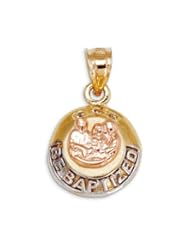 New Baptism 14k Yellow Rose White Gold CZ Charm Pendant