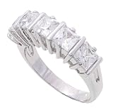 SilverBin Sterling Silver Anniversary Style Radiant Cut CZ Ring