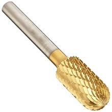 PFERD Cylindrical Carbide Bur, TiN Finish, Double Cut, Radius End