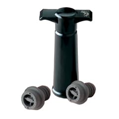VacuVin 0981460 Weinpumpe schwarz mit 2 Stopfen