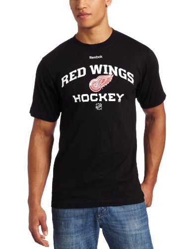 NHL Detroit Red Wings Authoritative Black Short Sleeve Tee (Black, Large)