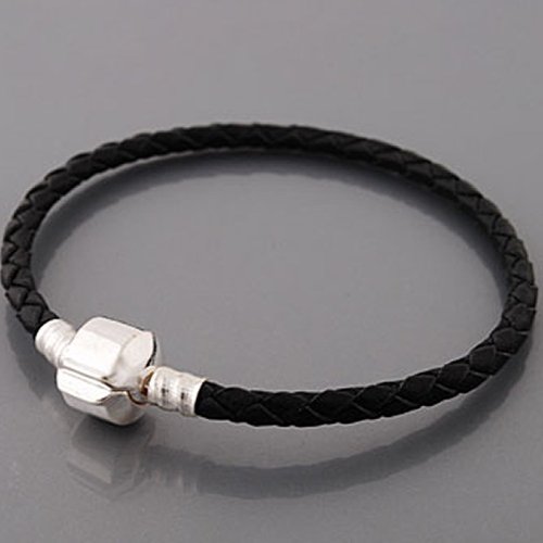 Real Leather Black Bracelet Available in 6.0, 6.2, 6.6, 7.0, 7.5 and 8.3 Inches.