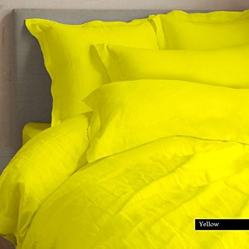 NILE BED LINENS Egyptian Cotton Fitted Sheet Fits Up To 28" Extra Deep Pocket 800 Thread Count Solid SHORT QUEEN Size YELLOW Color