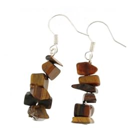 Tiger Eye Chip Earrings - Silver Plated by Australian Tiger's Eye