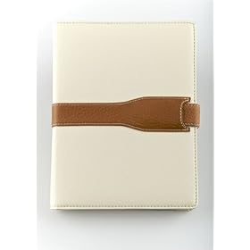 M-edge Executive Jacket for Sony Reader PRS-505 (Genuine Leather--Pebbled Cream w/ Saddle) - SALE!