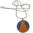 Religious Jewelry Sterling Silver Buddha Pendant with Chain Dia 1.25 inches