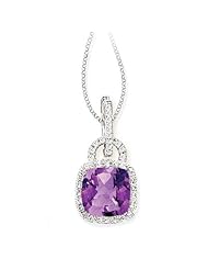 Tivolia Collection 14k cushion cut amethyst and diamond pendant