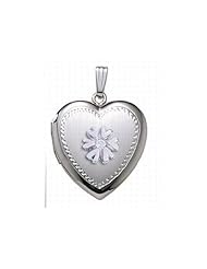 Sterling Silver Cremation and Hair Locket w/ Diamond Center 1 inch x 1 inch in Sterling Silver