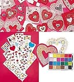 HearthSong Valentines Day Valentine Kit and Lots-of-Love Stickers Special Set