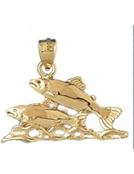 Dazzlers Solid 14 karats gold Double Salmon Fish Charm Pendant Available in three colors from jewelsberry (weights: 2.7 grams only)