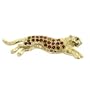 9K Yellow Gold Heavy Solid Garnet Panther Brooch Pin - 9.17 Grams