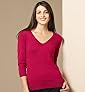 3/4 Sleeve Ruched V-Neck Jumper