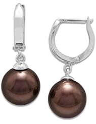 Chocolate Tahitian Pearl Earrings in 14K White Gold (10-11mm)