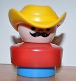 Vintage Little People Cowboy 1990 Replacement Figure - Fisher Price Zoo Doll Circus Ark Toy Pet Shop