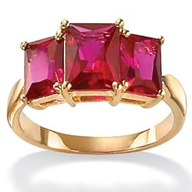 Sim. Ruby 3-Stone Ring: Jewelry
