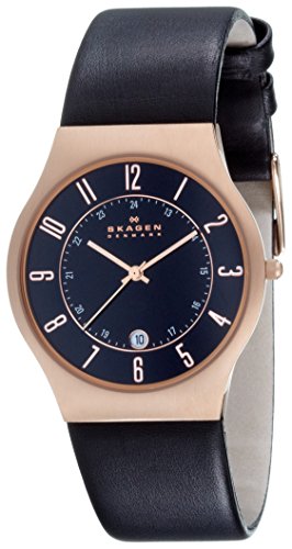 Skagen Men's 233XXLRLB Grenen Quartz 3 Hand Date Stainless Steel Black Watch