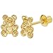 18k Gold Plated Little Teddy Bear Infants Toddler Girls Screw Back Earrings