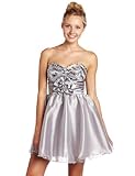 XOXO Juniors Strapless Party Dress with Bow, Silver, 3 XOXO Juniors Strapless Party Dress with Bow, Silver, 3