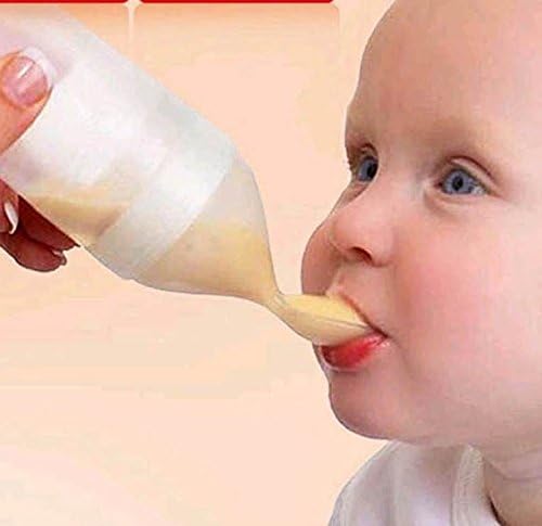 MK 5 Colors Infant Silica Gel Feeding Bottle With Spoon Food Supplement Rice Cereal Bottle Baby Squeeze Spoon Silicone Feeder