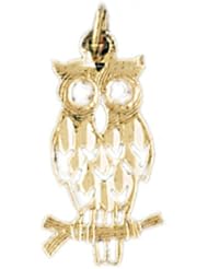 Dazzlers Solid 14k Gold Owl Charm Pendant Available in three colors from jewelsberry (weights: 0.7 grams only)