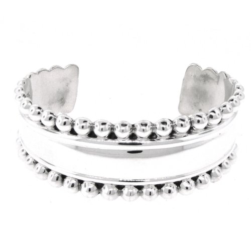 Sterling Silver Beaded Edge Cuff Bracelet