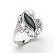 Black Coral Paradise Ring with Diamonds in 14K White Gold