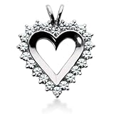 41P2zMuiWRL. SL160  Diamond Gold Heart Pendant in 14K White Gold