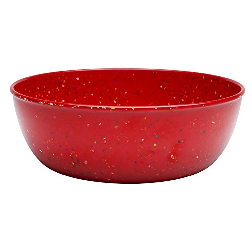 Zak Designs Confetti Shallow Serve Bowl, 10-Inch, Red