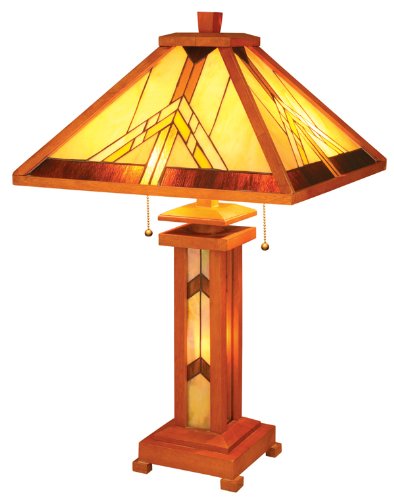 Wooden Tiffany Lamp Amber
