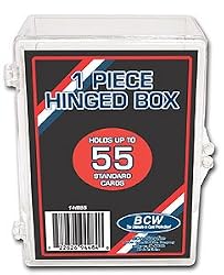 BCW Hinged Box 55 Count - Baseball, Football, Basketball, Hockey, Golf, Single Sports Cards Top Load - Sportcards Card Collecting Supplies