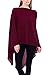 Modern Kiwi Solid Long Knit Asymmetric Wrap Poncho Topper Burgundy One Size