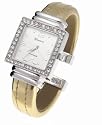 Geneva Platinum Women's Gold Glam Square Case Watch&nbsp;with CZ Accents