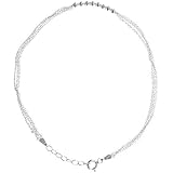 Sterling Silver Multi-Strand 9in + 1in Extender Cable Chain With Beads Anklet
