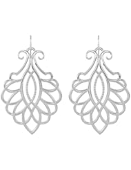 Diamond Filigree Dangle Earrings in Sterling Silver