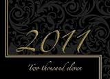 2011 Black Flourish Calendar Blank Holiday Cards