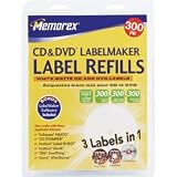 Memorex White CD Labels, Matte Finish. 300 Count (32020403)