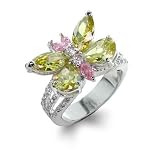 Peridot & Pink Butterfly Ring