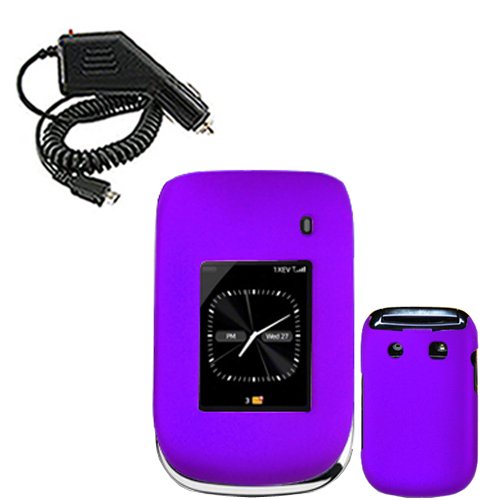 iNcido Brand Blackberry Style 9670 Combo Rubber Feel Purple Protective Case Faceplate Cover + Rapid Car Charger for Blackberry Style 9670