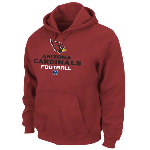 NFL Men's Arizona Cardinals Critical Victory V Long Sleeve Hooded Fleece Pullover (Bright Garnet, Large)