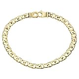 14K Solid Yellow Gold Handmade Link Men's Bracelet Width is 5.3mm. Length is 8