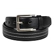 Mens New Contrast Cream Stitch Black Classic Belt 1.5 Inches By Landes