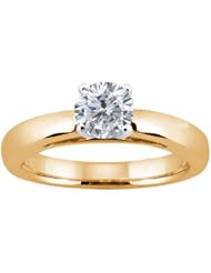 0.60 Ct Round H/I I1 Diamond 14K Yellow Gold Solitaire Ring