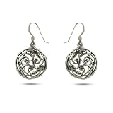 Sterling Silver Round Celtic Drop Earrings