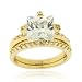 18K Gold over Sterling Silver Square CZ Wedding Engagement Stackable Ring Set