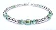 Peridot Sterling Silver Swarovski Crystal Beaded Bracelets