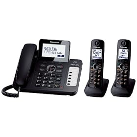Panasonic KX-TG6672B DECT 6.0 Corded/Cordless Phone with Digital Answering System, Black, 2 Handsets
