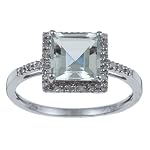 10k White Gold 1.7ct Square Green Amethyst and Diamond Ring size 7